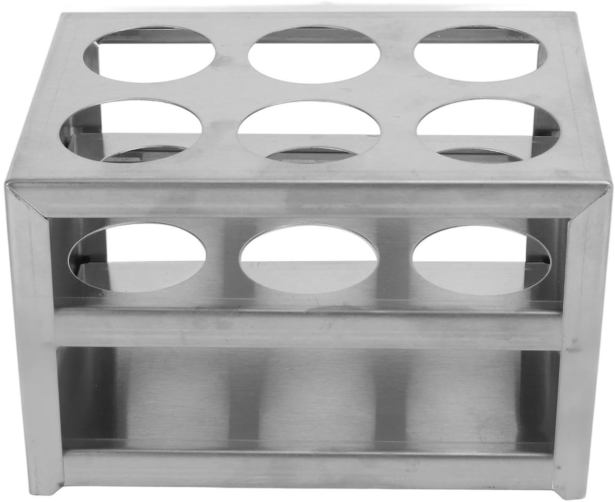 laboratoriumstandaard voor 32 mm buisjes, roestvrij staal 304, 6 gaten, 3 lagen
