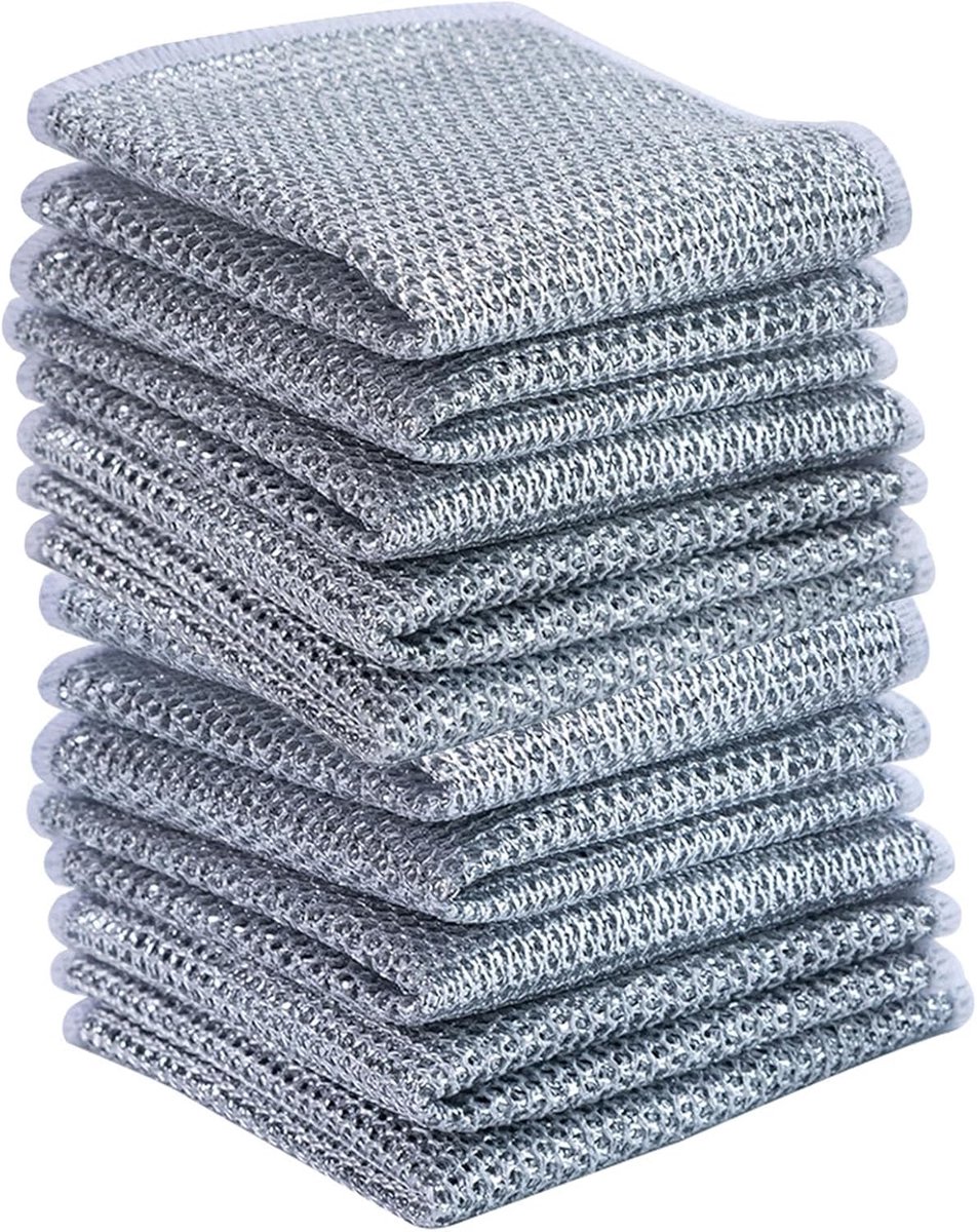 10 stuks multifunctionele draaddoeken, nat en droog, draadgaas voor de keuken, voor het reinigen, herbruikbaar, metaaldraad voor het wassen van servies, wasdoeken