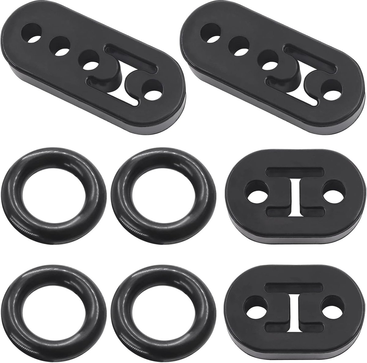 8 stuks rubberen aanhangers voor de auto, met 2 gaten en 4 gaten met hoge dichtheid rubberen moffler O-ring, isolator, muffler beugel beugel voor auto, vrachtwagen