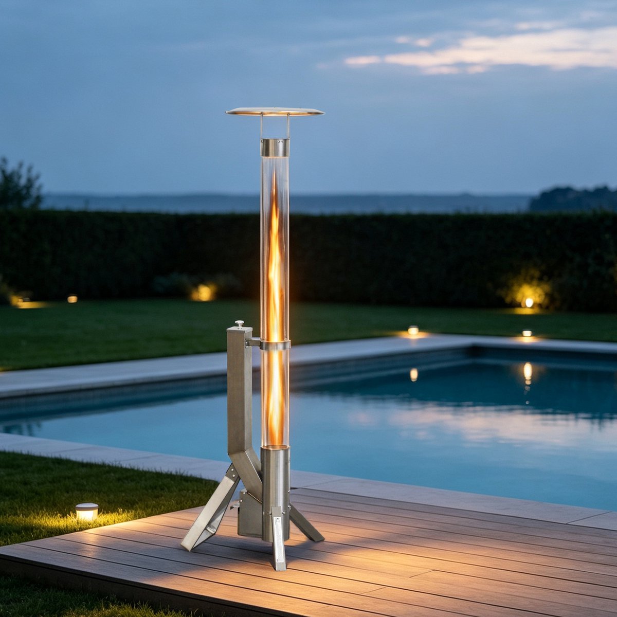 Green Flame Outdoor Lounge Heater + reflector BPH-R80-P - Pellet Terrasverwarmer - Pellet Terrasheater - Fire Tube - Buitenverwarming - Tuinhaard - – foto 2