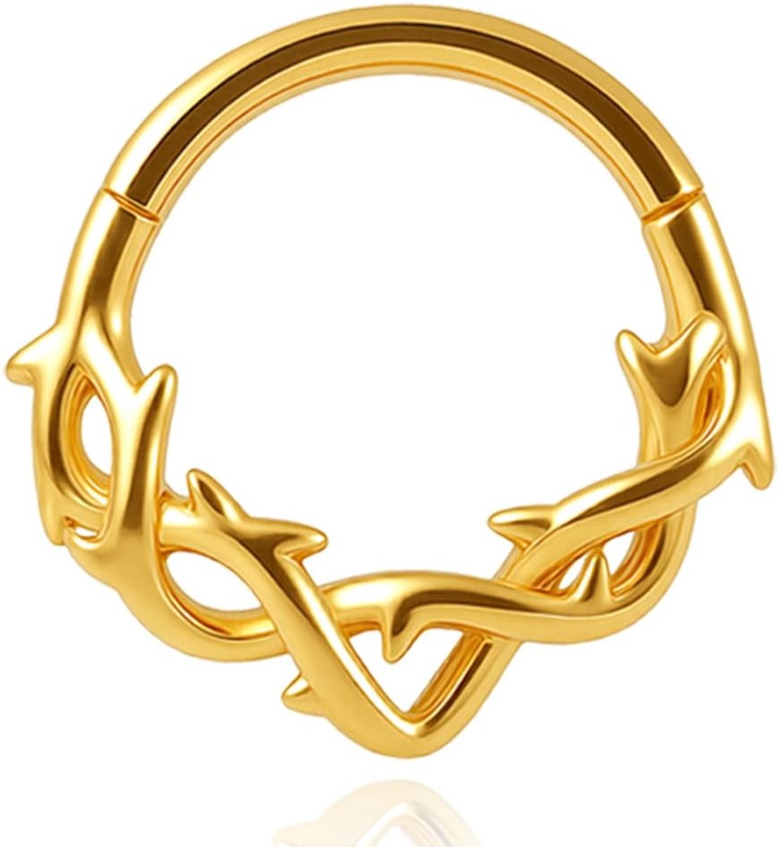 Septum Clicker Hinged segmentring 316L roestvrij staal 8 mm 10 mm 16 g neuspiercing ring doornen cartilage rook daith trage-piercing sieraad voor vrouwen en mannen zwart goud zilver