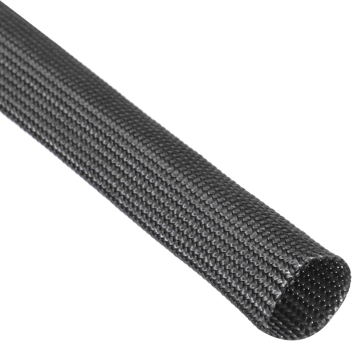 Gevlochten slang, 1,0 meter - 10 mm hoge temperatuur glasvezel huls zwart