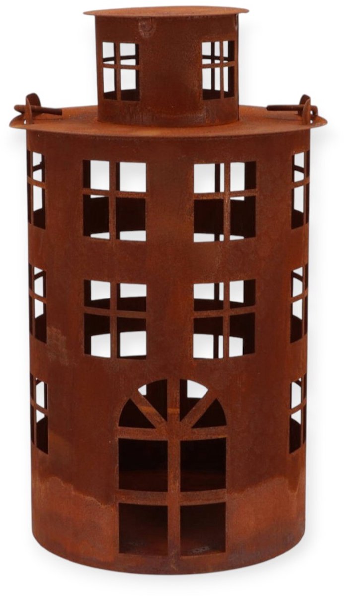 Daan Kromhout - Lantaarn - Windlicht - Rond -Metaal - Roest - Bruin - Huis - Rusty - 18x28cm