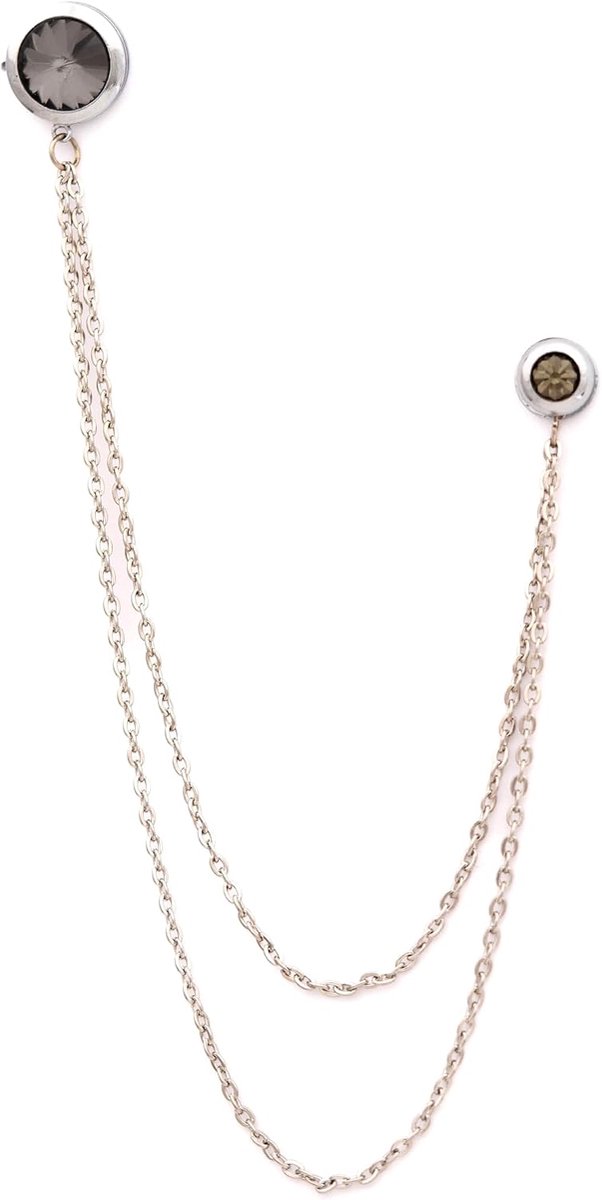 jas kraag ketting broche set, jas reversspeld, shirt ketting pin, revers broche, cadeau voor hem, mannen sieraden accessoire, Mens Gift, Eén maat, Messing Metaal Kristal, Kristal