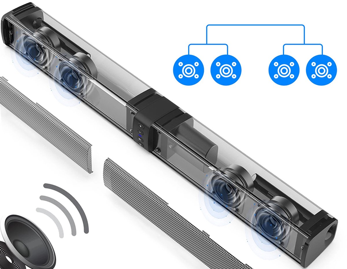 Ruijingsky Bluetooth-soundbar - Afneembare soundbar - Met 3D-surroundgeluid en subwoofer thumbnail 5