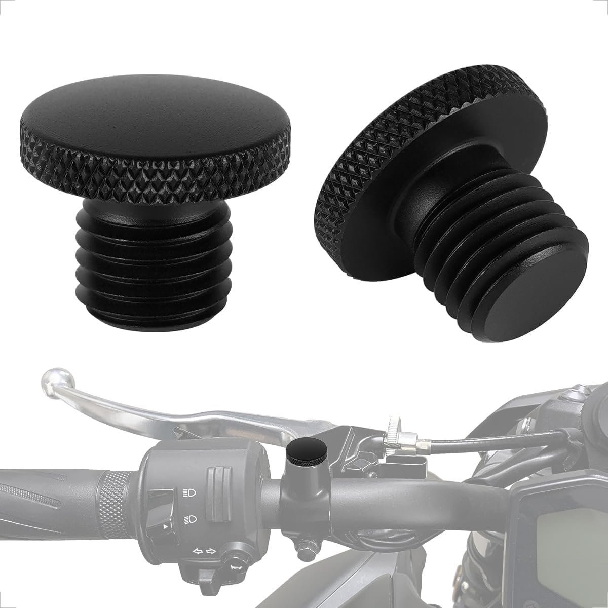 Evermotor Een paar, M8 M10, CNC, aluminium anodische oxidatie motorfietsspiegel, blindstoppen, schroeven, schroefdraad, bekledingsschroeven: 10 mm, 1 x met de klok mee+ 1 x tegen de klok in