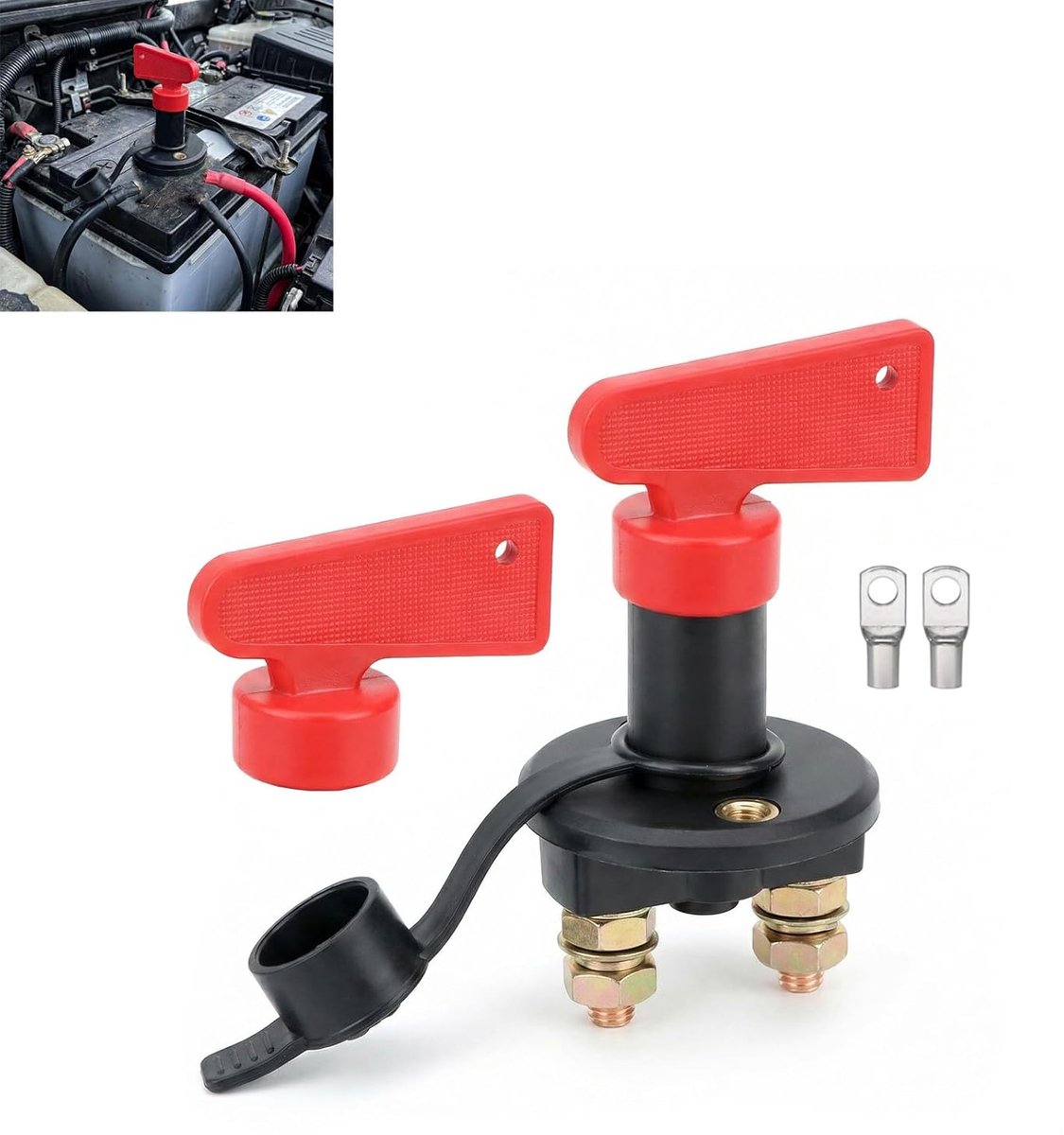12 V, 30 A, met M8 zeskantmoeren, kunststof behuizing en koperen klemmen, inclusief 2 sleutels en weerbestendige afdekking, batterij-hoofdschakelaar 12 V voor auto, boot