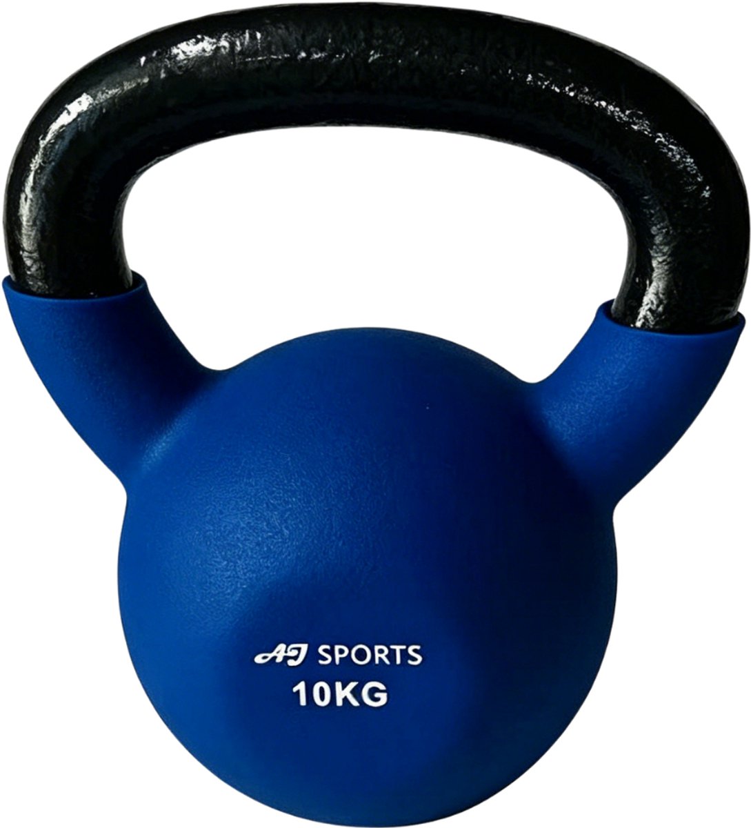 AJ-Sports Kettlebell 10 kg – Vinyl Gecoat Fitness Gewicht – Krachttraining, CrossFit & Full Body Workout – Met Brede Handgreep