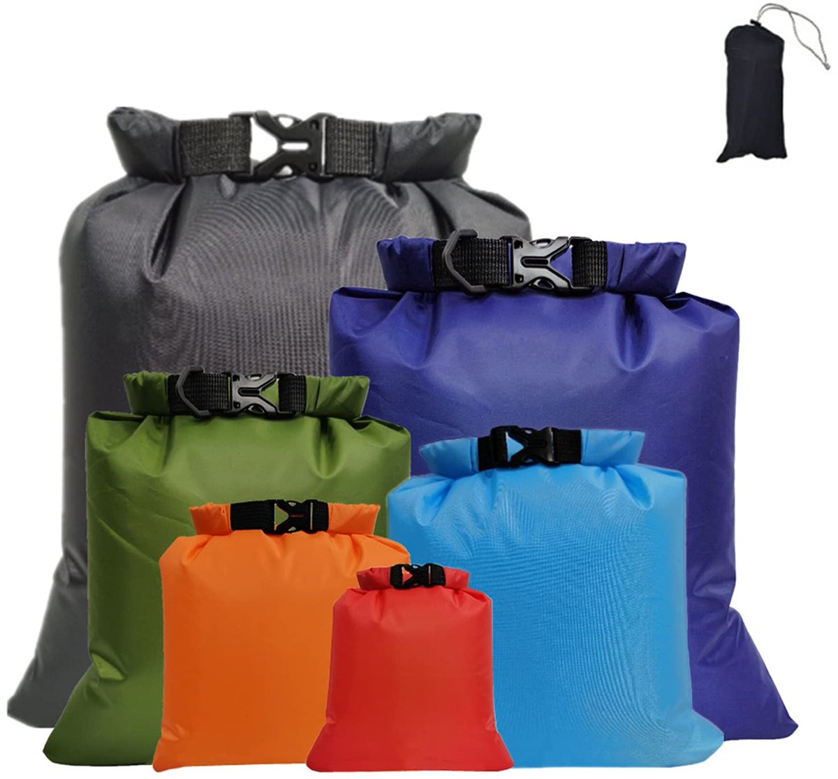 Waterdichte Dry Bag Set - 6 Stuks - Grote Capaciteit - Lichtgewicht Opbergzakken - Voor Zwemmen, Snorkelen, Kajakken, Camping, Fietsen, Vissen & R