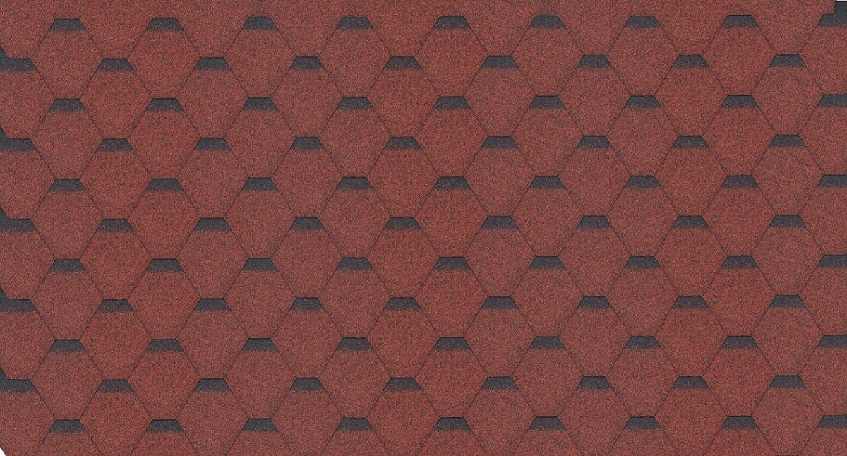 Timbela H-RED - Bitumen dakspanen - Dekking: 3 m² - Hexagonal Rock