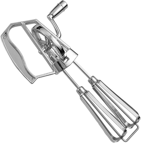 Handmixer - Eierklopper Zwengel - Bakken en Koken - Dubbel Wiel Ontwerp - 255 x 14 x 65 cm - Zilverkleurig — afbeelding 4