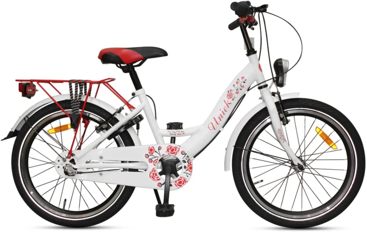 Kinderfiets Uniek 3S 20'' Wit/Rood