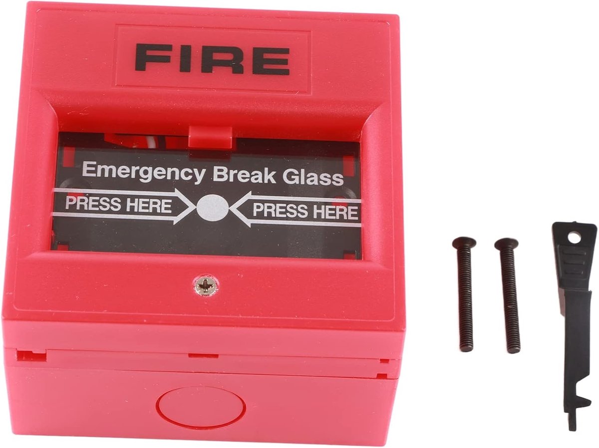 Noodalarm Knop - Paneel Schakelaar - Veiligheid Verhoging - Glasbreuk Activatie - 9 x 9 x 6 cm - Rood