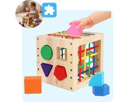Mauzek Houten Activiteitenkubus - Montessori Speelgoed