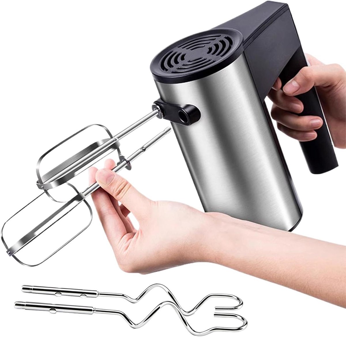 Keuken Handmixer Elektrische Mixer Beslag Maken Antislip Handgreep 5 Snelheden Zilverkleurig