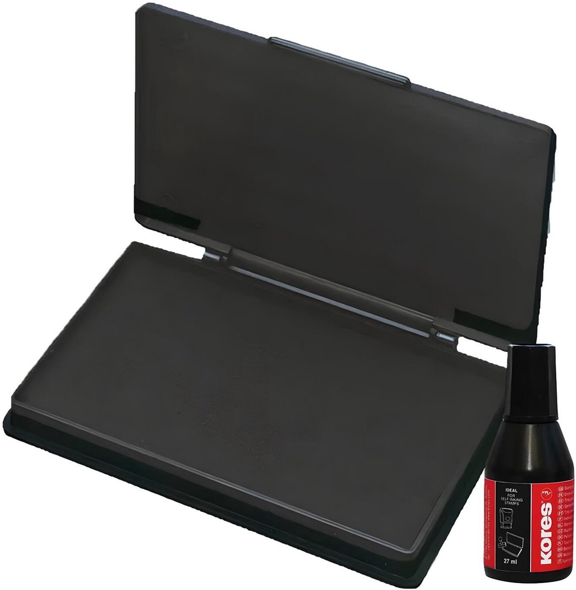 Kores Hobby stempelkussen met navulling set - zwart - 7 x 11 cm - inkt op waterbasis