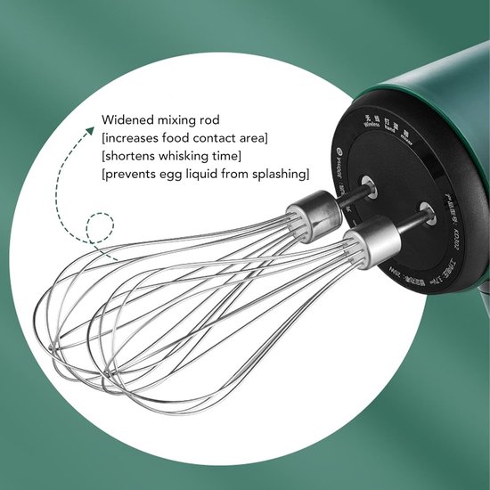 Draadloze Handmixer - Eierklopper Mixer - Bakken en Koken - USB Oplaadbaar - 21 cm - Wit — afbeelding 4