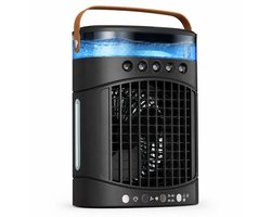 VHV - Ventilatoren - Luchtkoeler - Aircooler - Mobiele luchtkoeler - Torenventilator - Verkoeling - Bladloze ventilator - Oscillerend - Met watervernevelaar - Oplaadbaar - Voor bureau en kantoor - Zwart
