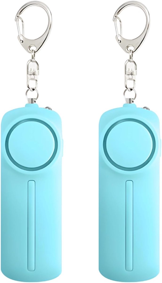 Persoonlijk Veiligheidsalarm - Noodalarm Sleutelhanger - Noodsituatie Melden - 130 dB Sirene LED - 2 Stuks - Blauw