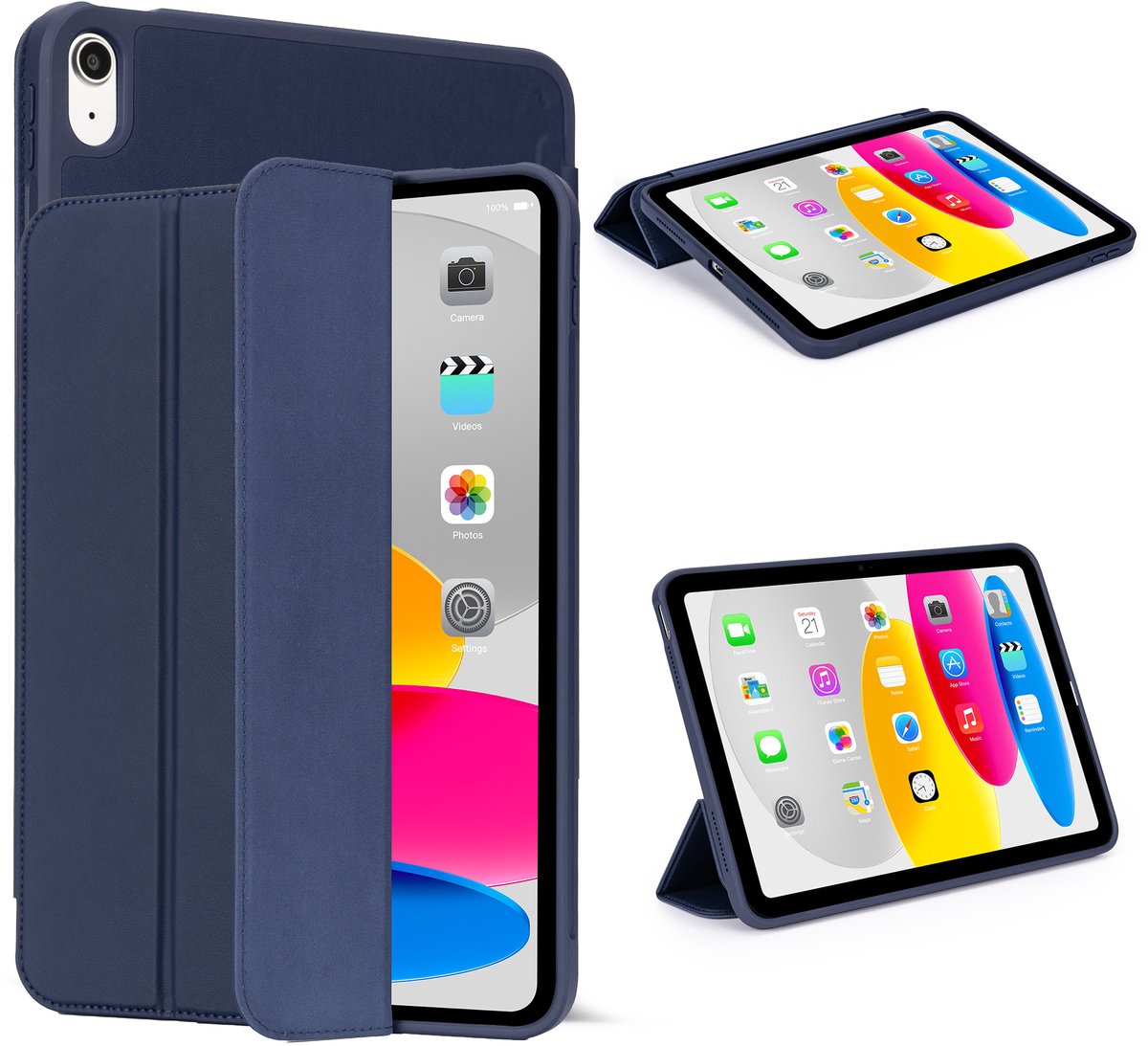DECODED Siliconen Slim Case voor iPad 10e Generatie 10,9 Inch - iPad Hoes - Beschermhoes met Standfunctie, Auto Wake/Sleep, Apple Pencil Compatibel en Magneetsluiting - Blauw