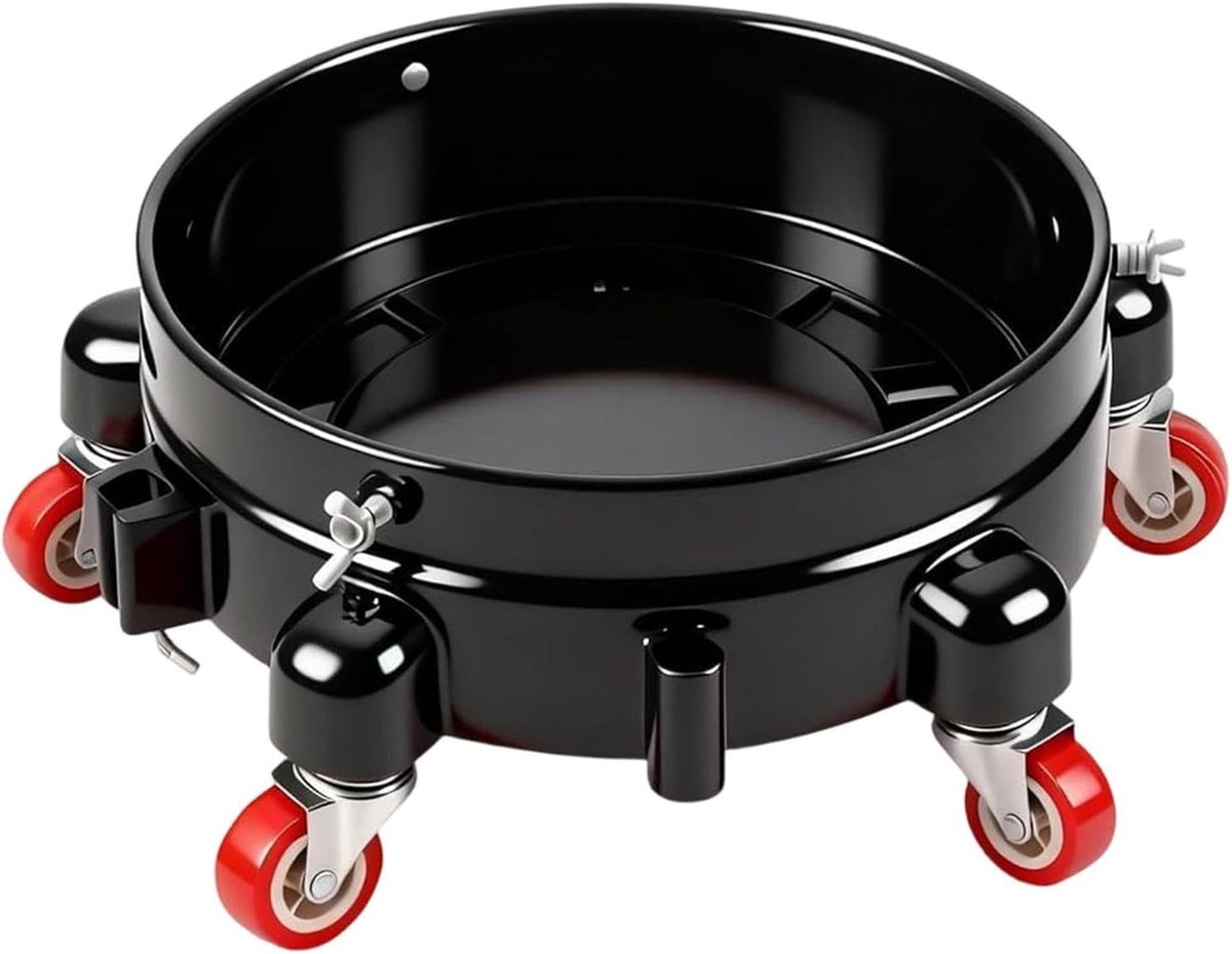 Emmerwagen met wielen - Rolbasis voor emmer - Taken vereenvoudigen - 360 graden draaibaar - 28 cm basis - Zwart