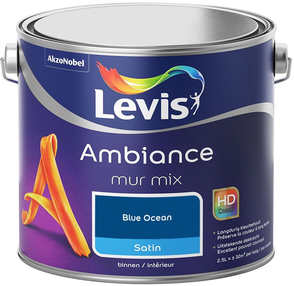 Levis - Ambiance Mur Satin Mix - Blue Ocean - Mengverf - 2,5 L