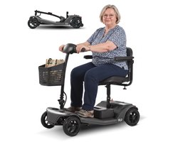 Sweetrich Scootmobiel–Elektrische Scootmobiel–12Ah Accu–20 km Actieradius–250W Motor–4 wielen–Opvouwbaar–136 kg Draagkracht–Voor Senioren–Zwart
