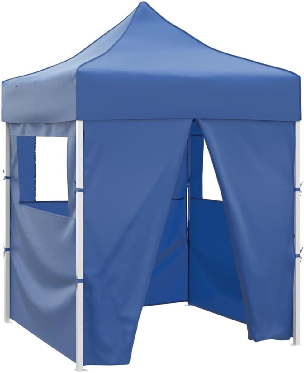 Partytent Opvouwbaar - Tuinpaviljoen Tent - Feestelijke Bijeenkomsten - UV Waterbestendig Dak - 2 x 2 Meter - Staalblauw