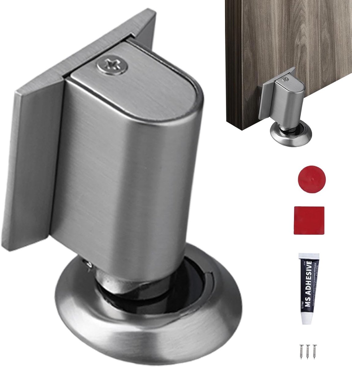 Magnetische Deurstopper - Deurhouder Vloer - Bescherming Muren - Sterke Magnetische Kracht - 9 x 5.5 cm - Zilver