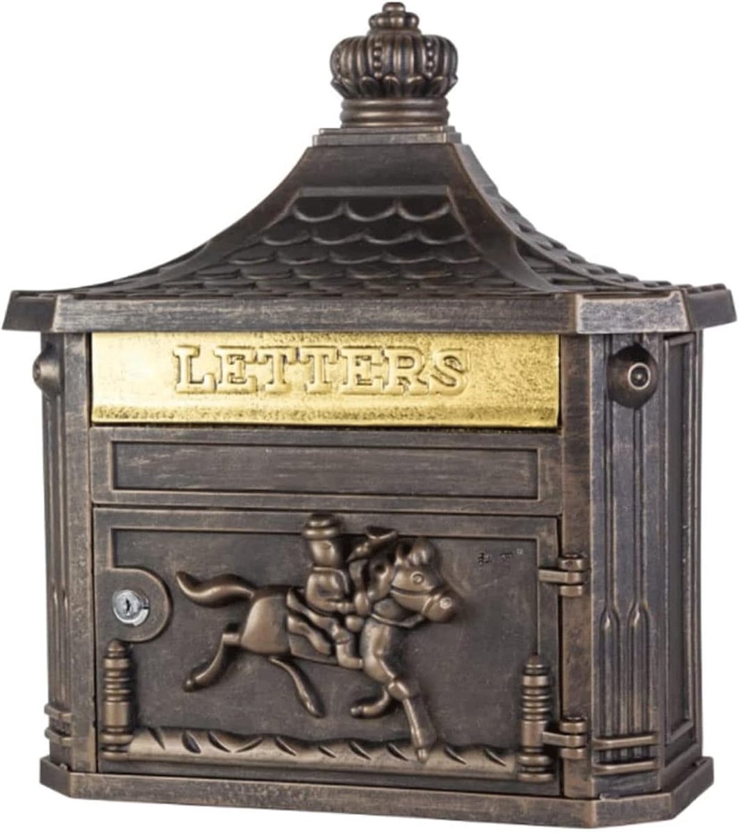 Wandbrievenbus - Postkast - Brieven Ontvangen - Roestbestendig Gegoten Aluminium - 41 x 453 cm - Antiek Brons