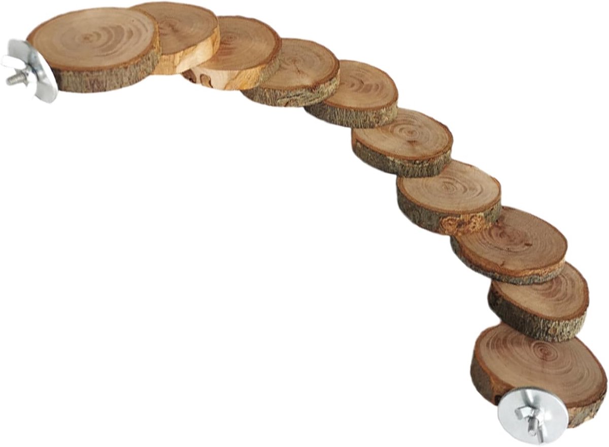 Vogelkooi Laddertje - Zitstok Brug - Vogel Verrijking - Pikbestendig Hout - 45x18x5.7 Cm - Niet gespecificeerd
