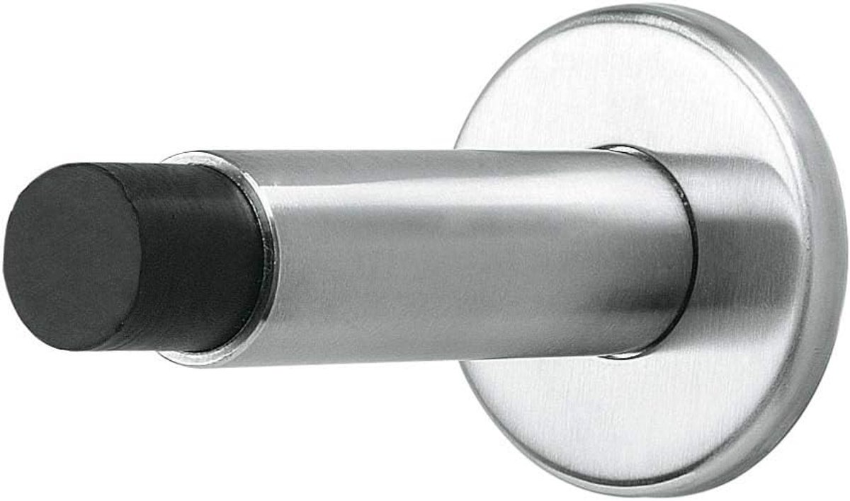 Deurstop wandmontage - Muurstopper deur - Muren beschermen - Geborsteld staal - 53x53x81 mm - Rvs