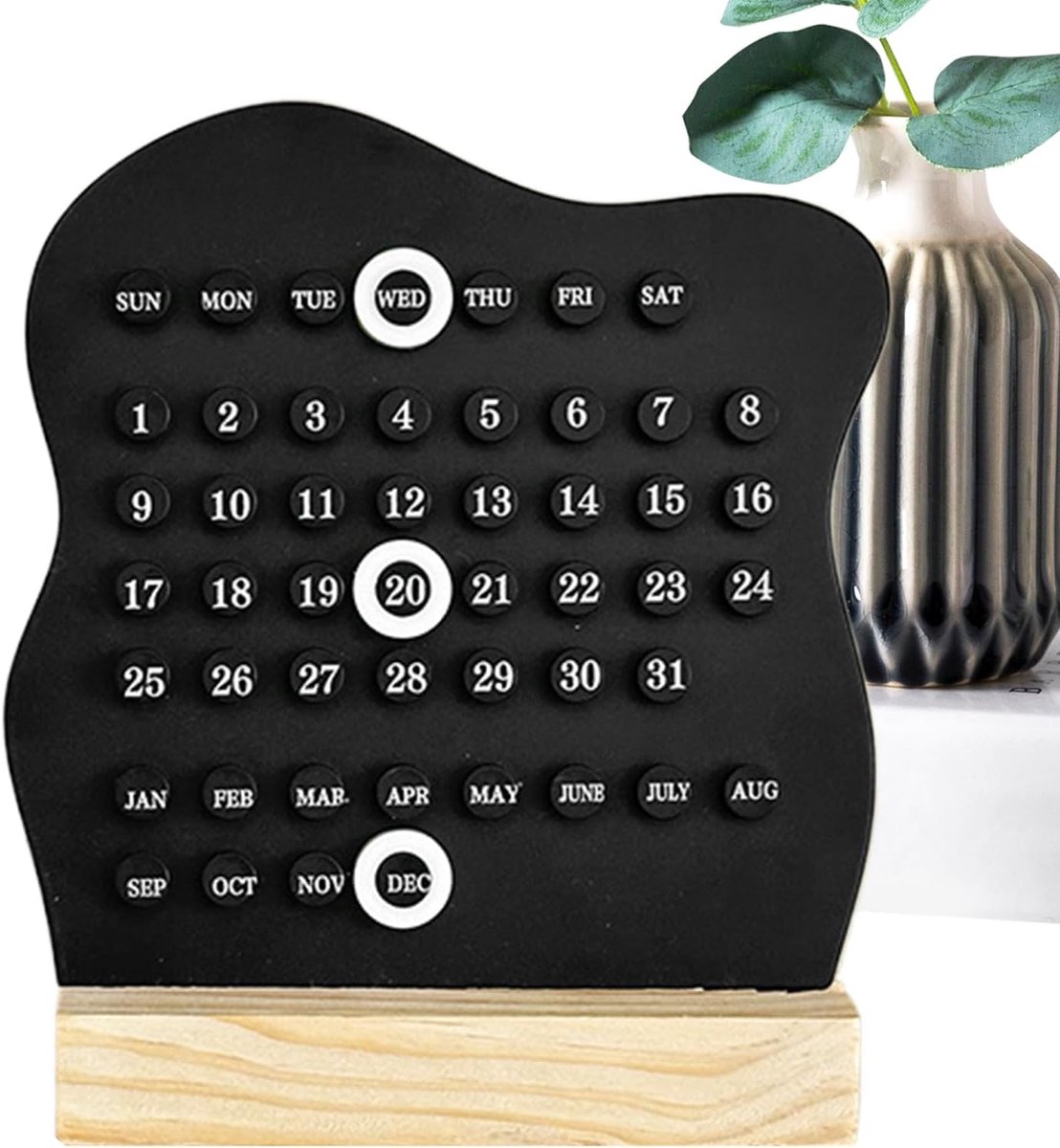 Houten Kalender - Bureaukalender Organizer - Tijd Beheren - Eeuwigdurende Weergave - 15x4x17 cm - Natuurlijk Hout
