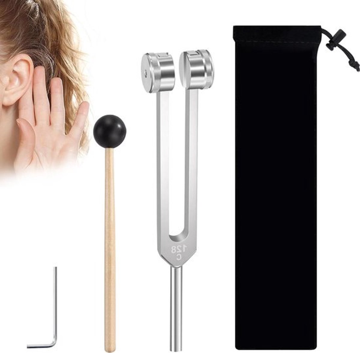 Aluminiumvork 128 Hz met siliconen grip, Allecto Plus