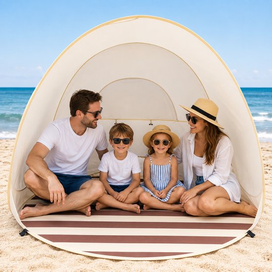 Home & Marker - Pop-up Strandtent - UPF 50+ UV-Bescherming - Strandschelp & Zonnetent voor Baby, Kind en Gezin - 120x120x100 cm - Inclusief Draagtas & Haringen - POPYTENT van Home & Marker — afbeelding 4