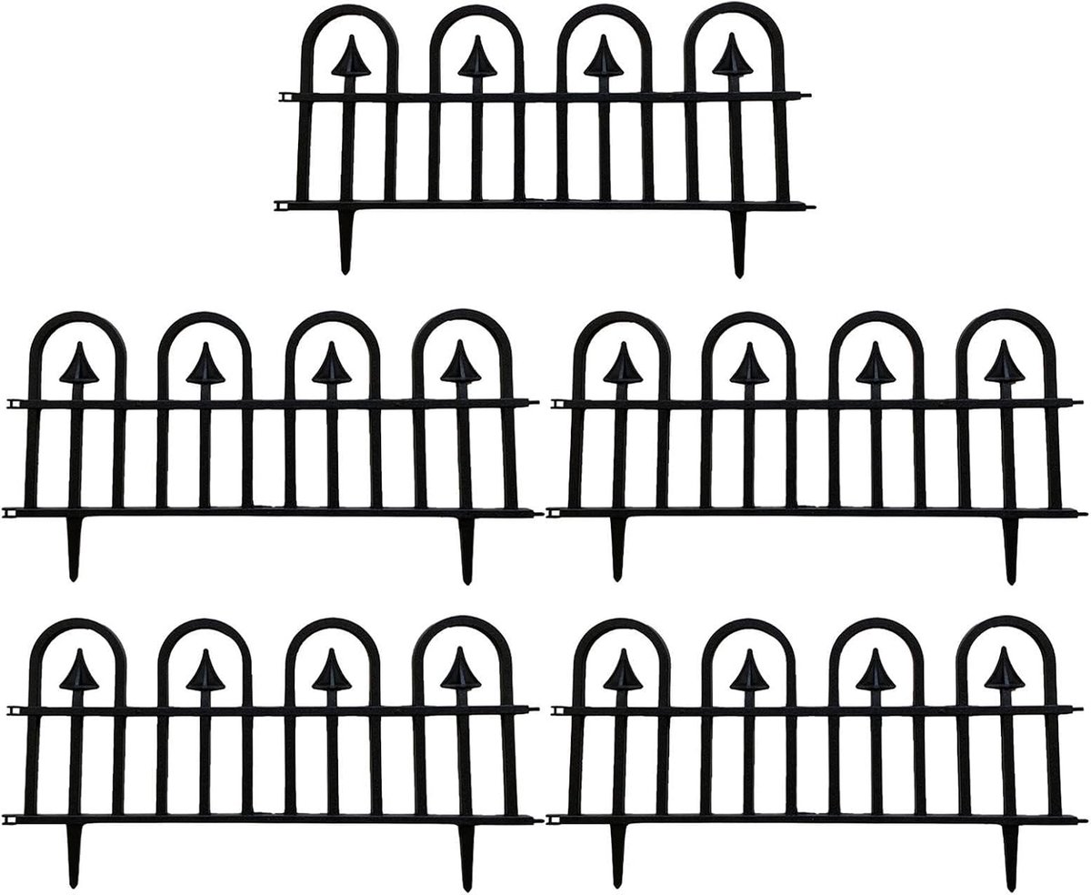Decoratieve hekrand - Tuinrand Tuinafrastering - Tuinlandschap verfraaien - Weerbestendig PP materiaal - 5 stuks - Zwart