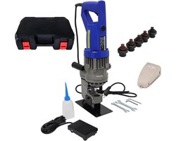 Hydraulische Ponsmachine - Metaal Ponser - Metaal Bewerken - 10 Ton Kracht - 5 Matrijzen - Zwart