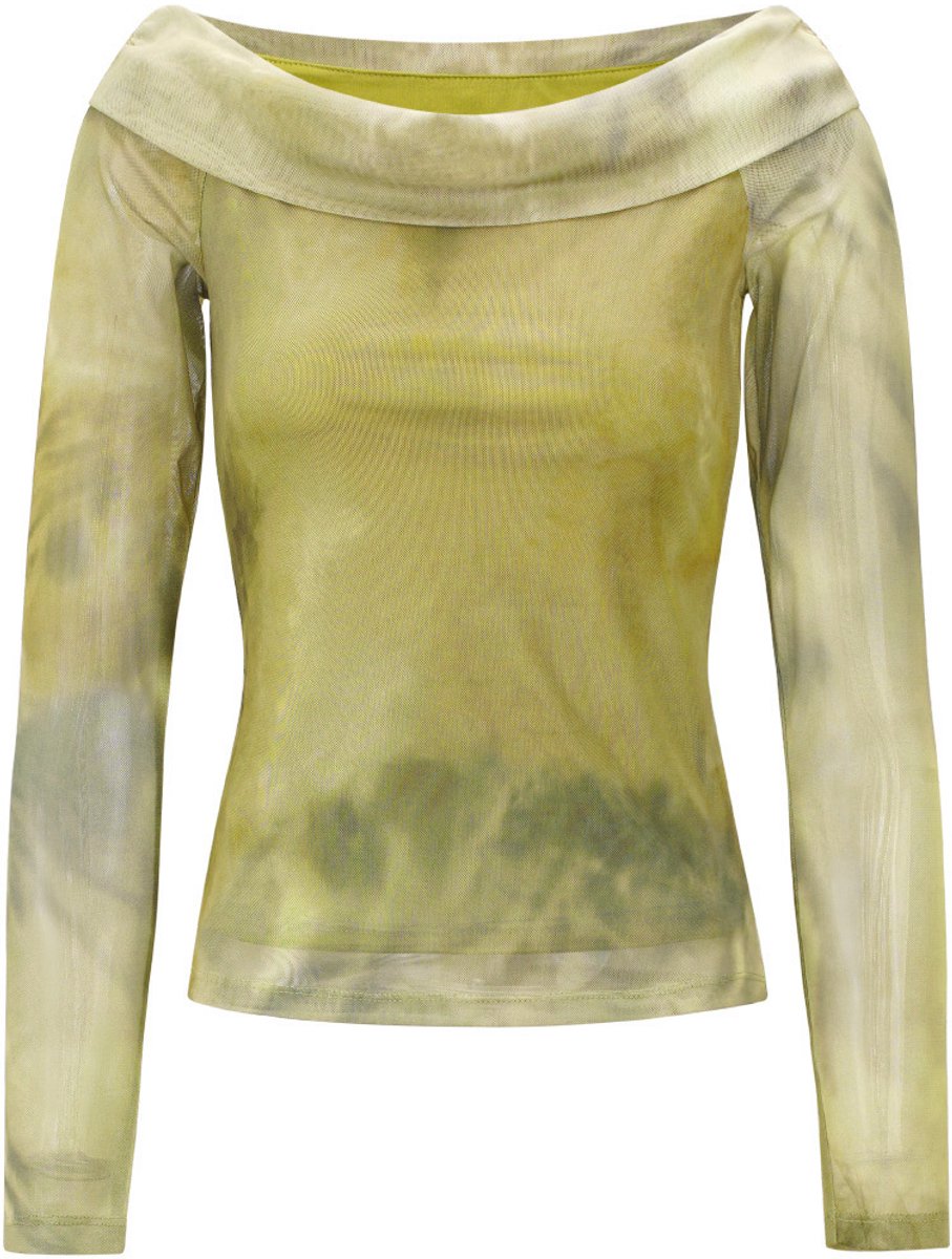 Elegante Geweven Vrouwen Top met Off-the-Shoulder Halslijn - Groen - Maat S