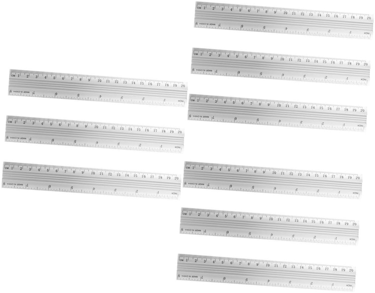 Geometrische Linialen Set - Meetlatten Tekenlinialen - Tekenen en Meten - Aluminiumlegering - 9 Stuks - Zilver