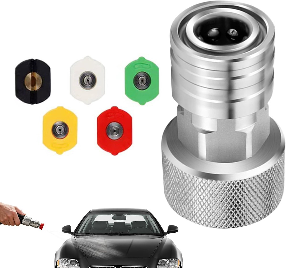 Tuinslang Adapter - Hogedrukkoppeling - Schoonmaken Buiten - Roestvrij Staal - 19mm naar 6.4mm - Zilver