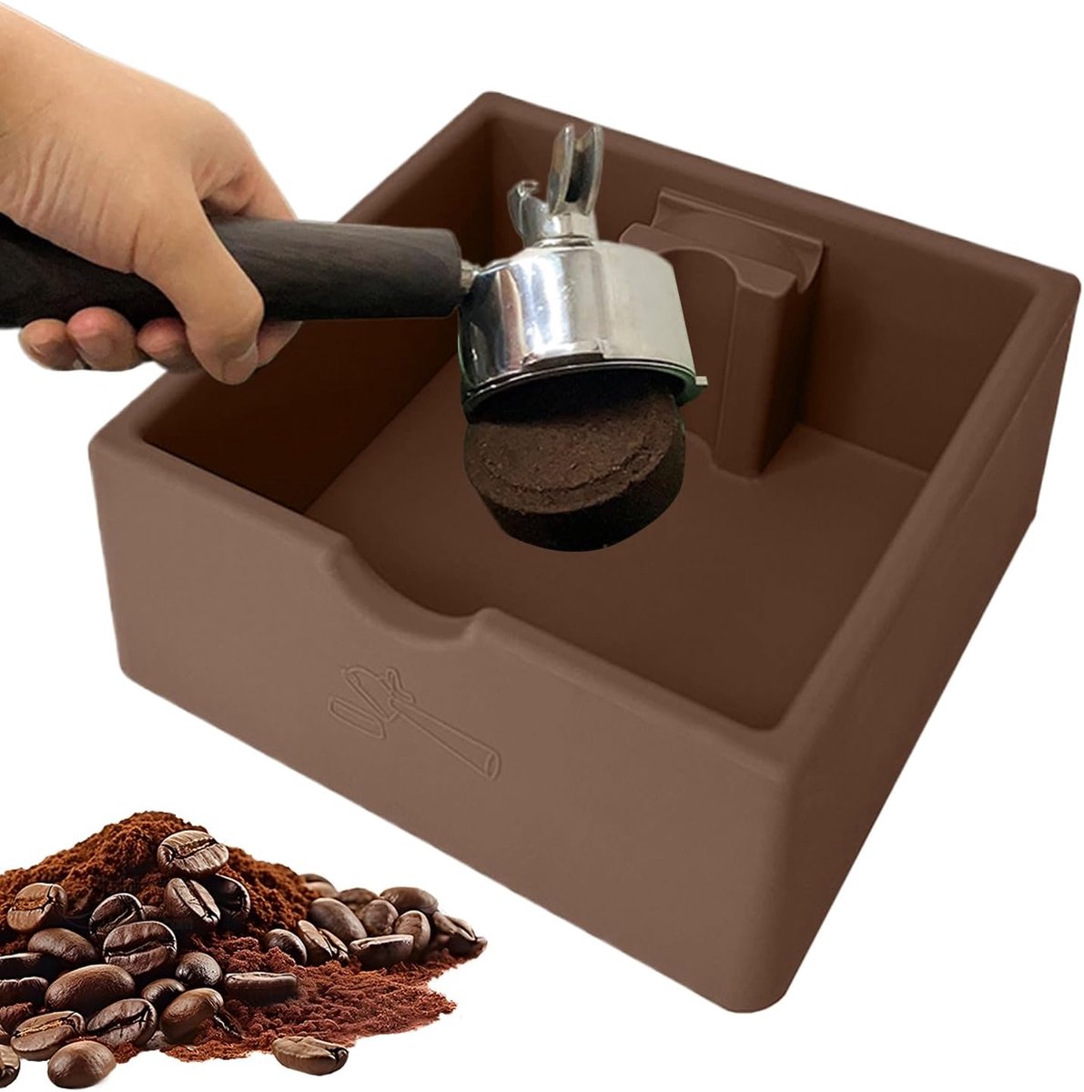 Koffie Afvalbak - Slagbox - Koffiedik Verwerken - Stabiele Antislip Bodem - 16 x 15 cm - Koffiekleurig