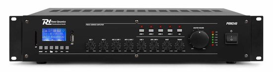 Power Dynamics 100V geluidsinstallatie met 8 hangende speakers en 4-zone versterker - 240W - Zwart — afbeelding 5