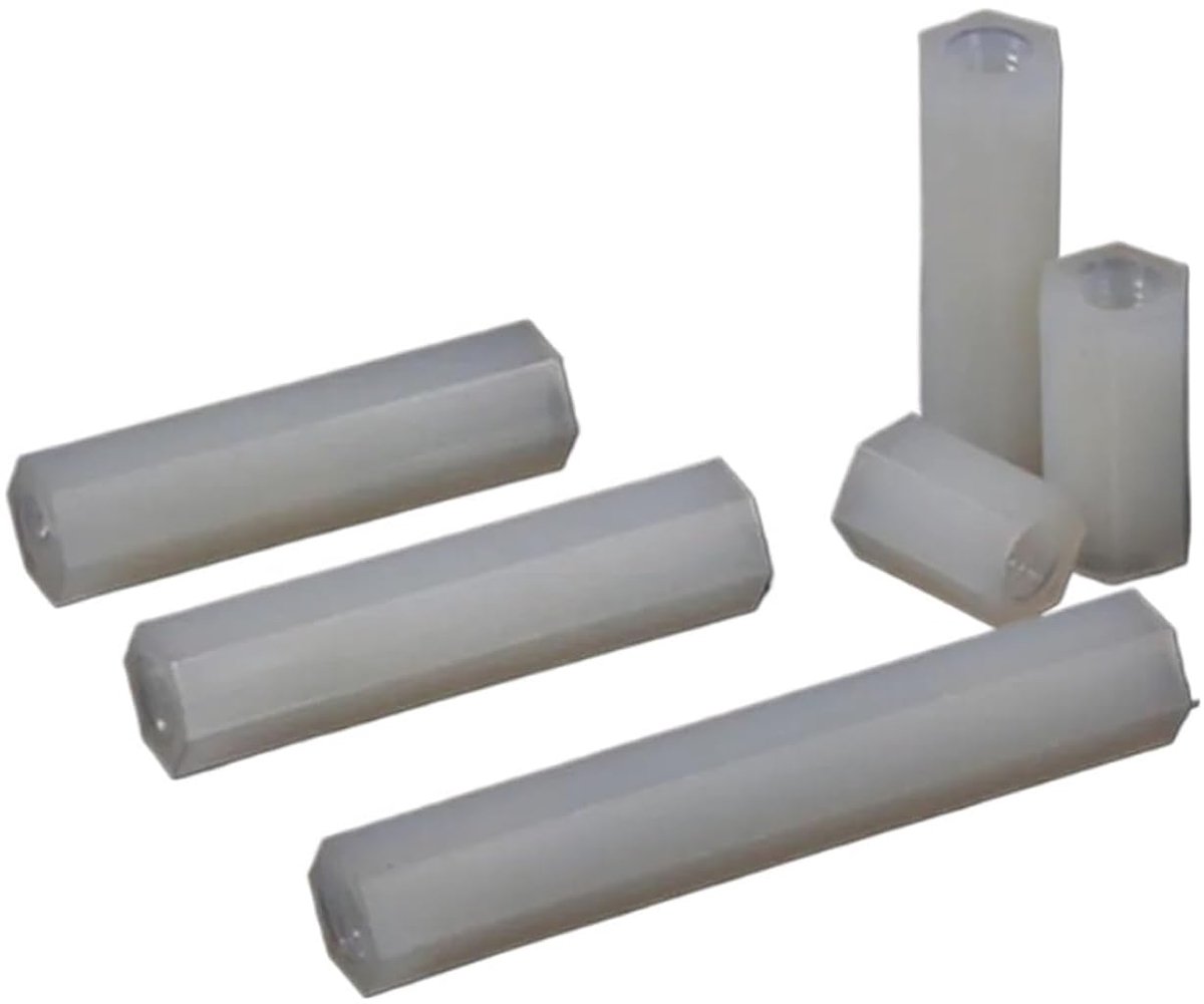 Nylon Moederbord Spacers - Afstandsschroeven Pijlers - Elektronische Projecten - Vrouwelijke-Vrouwelijke Schroeven - M3 X 14mm - Wit