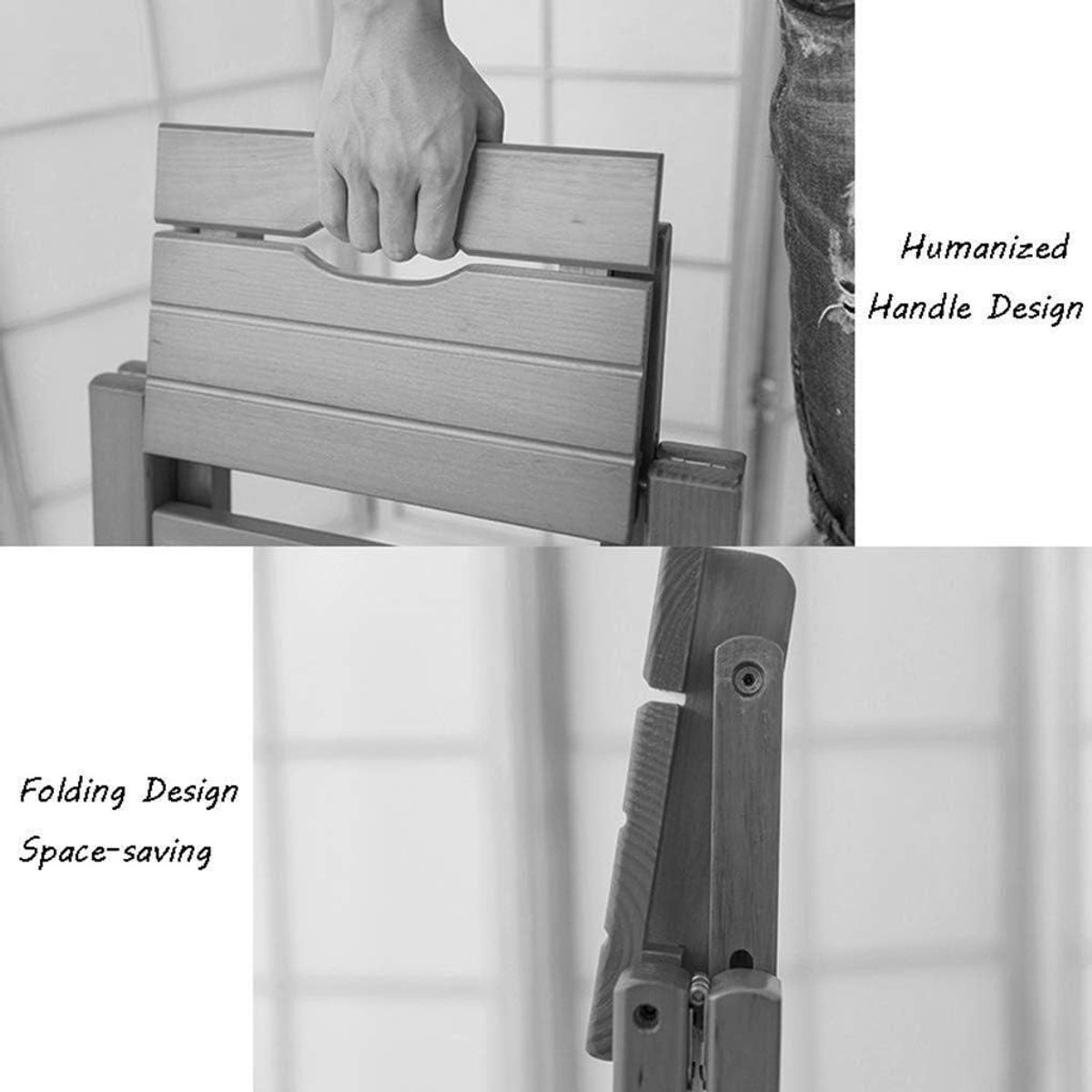 Opstapkruk Hout - Klimstoel Opvouwbaar - Hoge Plank Bereiken - Twee Brede Treden - 47 cm Hoog - Houtkleur