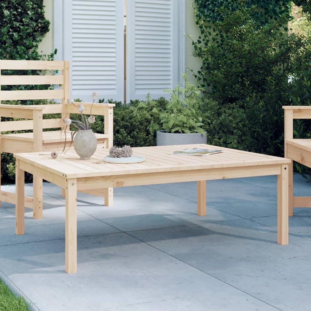 Tuin bijzettafel - Houten tafel - Buiten genieten - Massief grenenhout - 121x825x45 cm - Natuurlijk