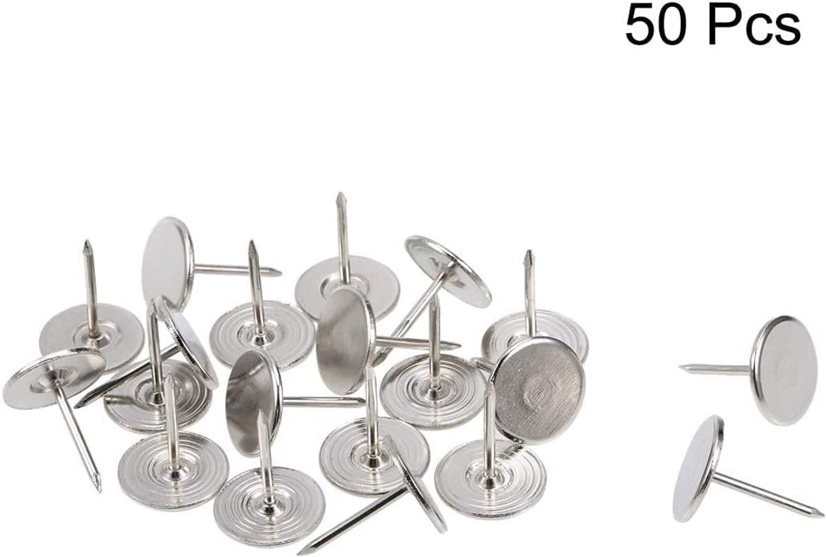 Bekleding Nagels - Kopspijkers Meubels - Meubels Decoreren - Platte Kop - 16x20 mm 50 stuks - Zilverkleurig