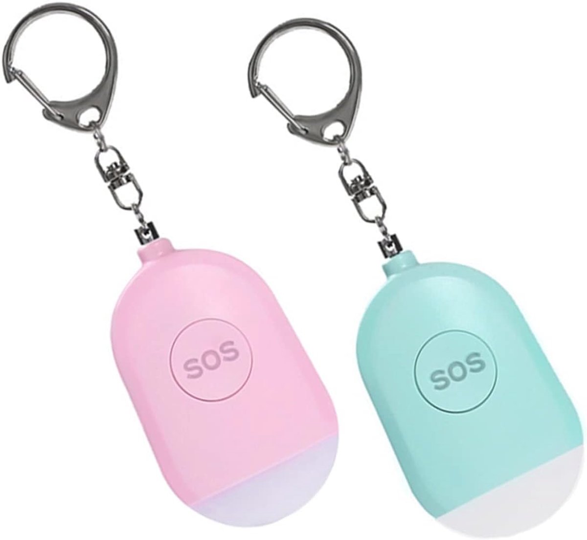 Persoonlijk Veiligheidsalarm - Noodalarm Sleutelhanger - Noodsituatie Beveiliging - 130 dB Sirene Geluid - 2 Stuks - Blauw Roze