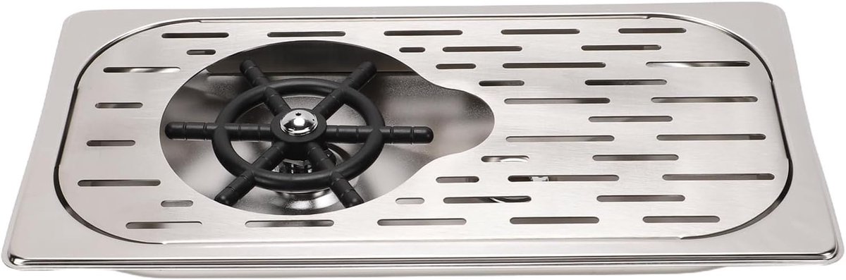 Bekerwasmachine Roestvrijstaal Glazen Spoeler Keuken Snel Glazen Reinigen Hogedruk Waterstralen 32.8x17.5cm Zilver