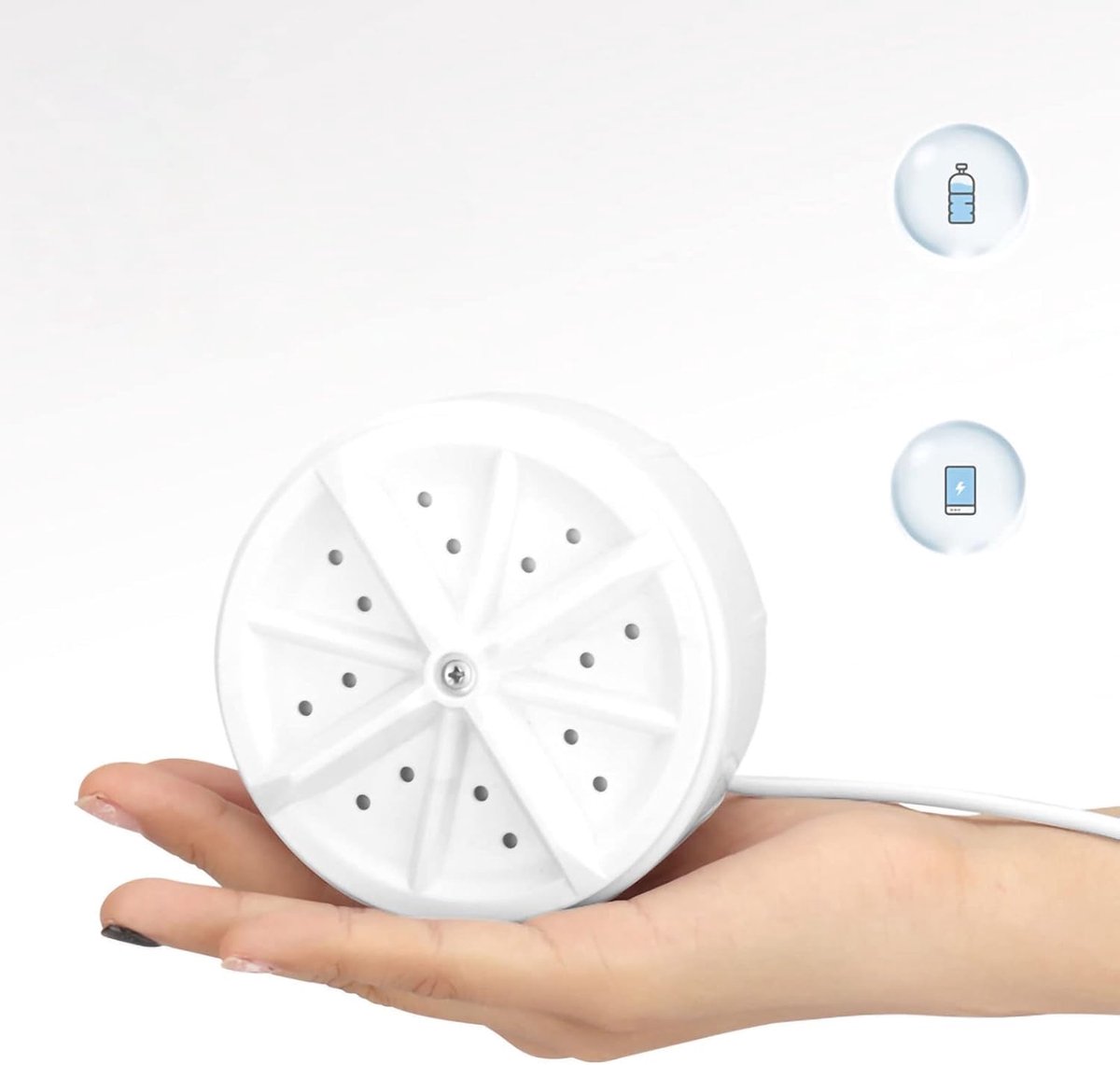 Mini Wasmachine Draagbare Wasmachine Kleine Wasjes Ultrasoon en Bellen 9.5 cm Wit
