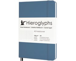 Hieroglyphs Notitieboek A5 Gelinieerd - Hardcover Journal - 189 Genummerde Pagina’s - 100 Grams Papier - Petrol Blue